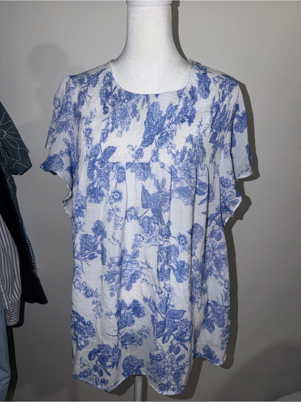 Counterparts White Tunic with Blue Floral Printrr